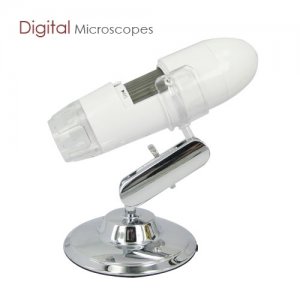 White Cylindrical Design Digital Camera Microscope with 25~400X Magnification